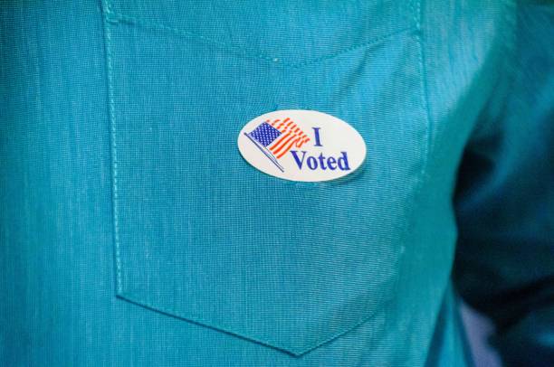istock I Voted on Green Shirt 2181800913