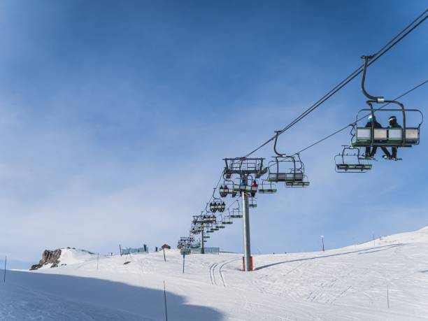 istock Ski lift on a sunny winter day in Serre Chevalier 2181803231