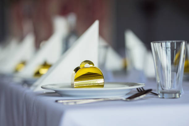 Closeup of a festive covered table