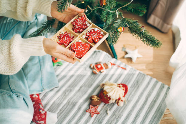 istock Ornaments in a box being presented for decoration. 2181811275