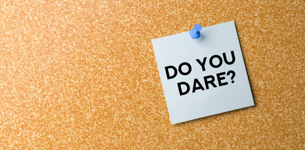 istock Do you dare? Motivational paper note 3d background. 2181812395