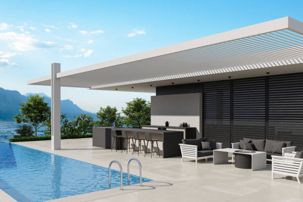 istock Luxurious Open-Air Kitchen with Coastal Views in Antalya 2181812498