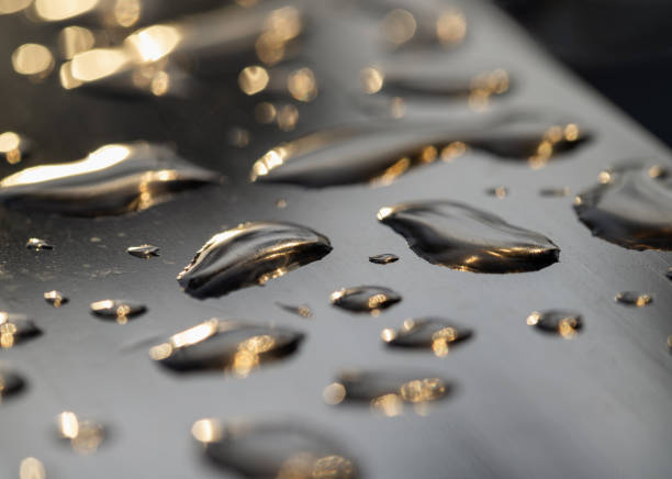 Closeup Waterdrops on Metal Surface in High Resolution