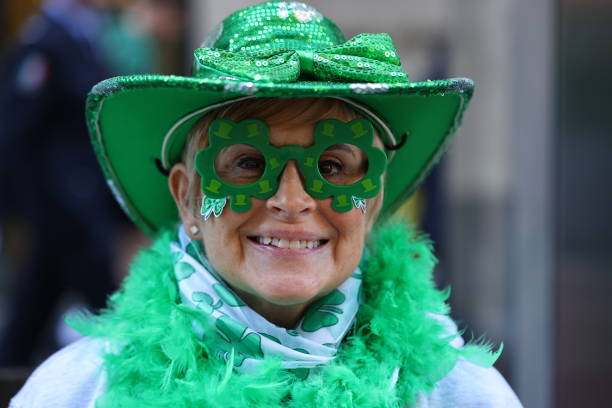 St Patrick's Day: Green Shamrock on Hat Close-Up