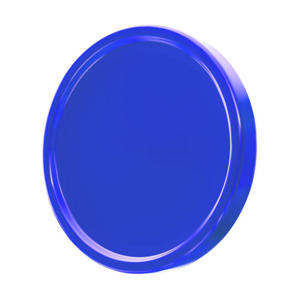 istock 3d render realistic royal blue metal coin blank medal vector illustration isolated 2181831622