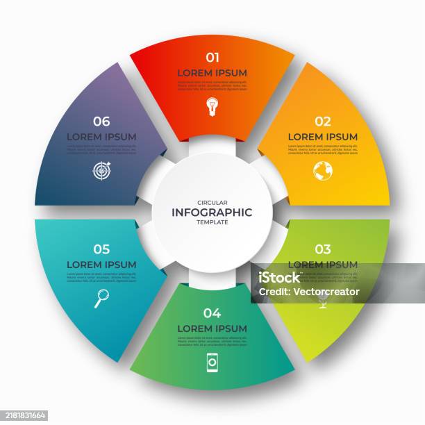 Cycle Graph Image Vector Infographic Circle Cycle Diagram With 6 Options 6step Round ...