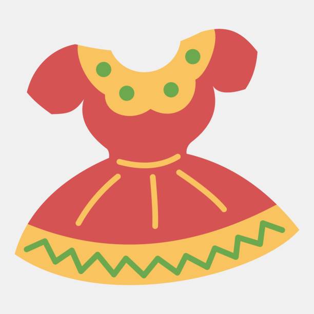 Icon Mexican dress. Day of the dead celebration elements. Icons in flat style. Good for prints, posters, logo, party decoration, greeting card, etc.