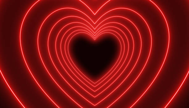 istock Illustation of many hearts in neon red. 2181848768