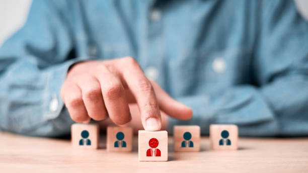 istock Hr, HRM, Human resources management concept. Wooden cube block print screen person. teamwork concept. 2181849006