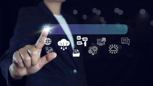 istock Concept of artificial intelligence (AI) and futuristic digital technology. AI search engine bar for data search optimization by artificial intelligence technology. 2181849662