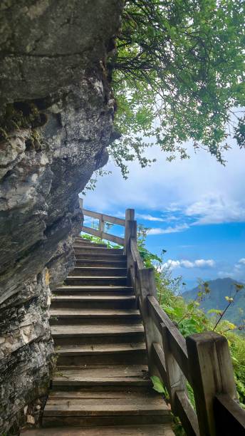 istock Wooden stairs on a rocky hillside 2181852972