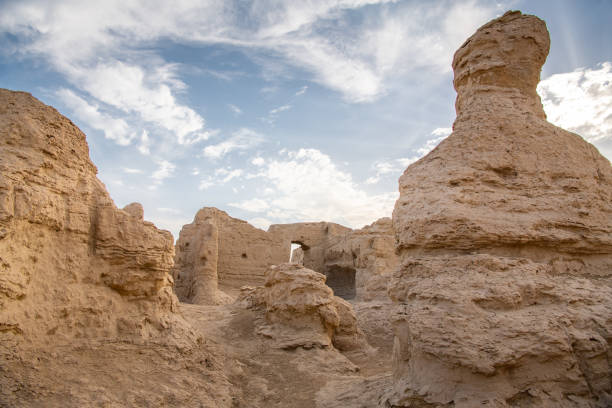 istock Old building in Jiaohe, Silk road, China, blue sunset sky 2181859030