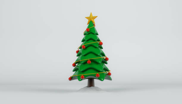 istock Realistic Christmas tree with ornaments mock up on snow background. 2181861336