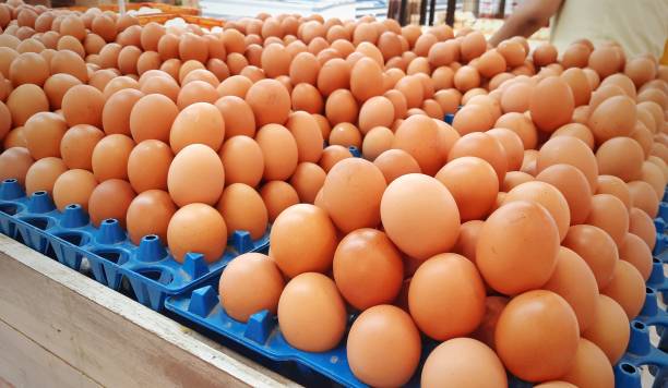 istock Fresh eggs on shelves that are sold in mini-markets or supermarkets. 2181865590