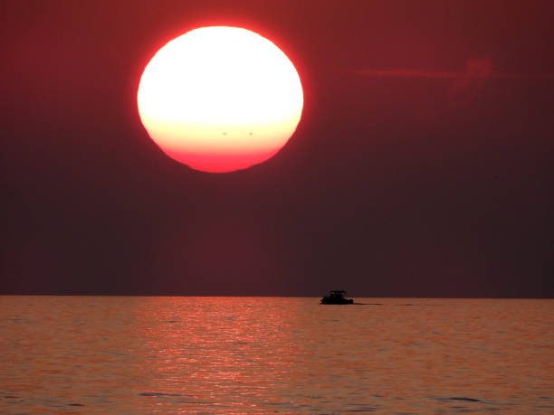 sunset by the Adriatic sea in Porec