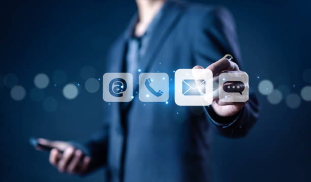 istock Contact us, customer service center, icons on virtual screen 2181870329