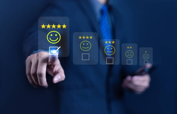istock Business concept satisfaction survey, users rate service experience in online application, rate business with best quality in customer service. 2181870727