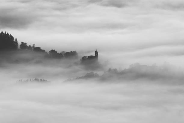 Aramaio valley under the clouds in the morning