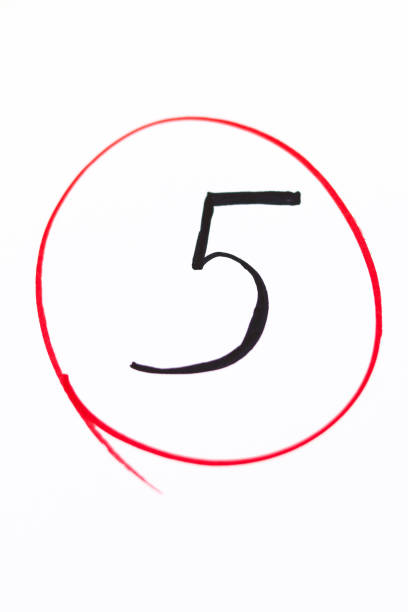 istock 5.Number 5 is circled in red. .Concept with number five.background with copy space.vertical photo 2181873635