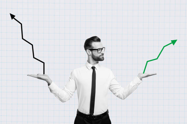 istock Collage artwork graphics picture of confident guy comparing two growth graphics isolated painting background 2181880760