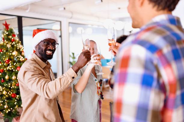 istock Christmas toast in the workplace 2181881989