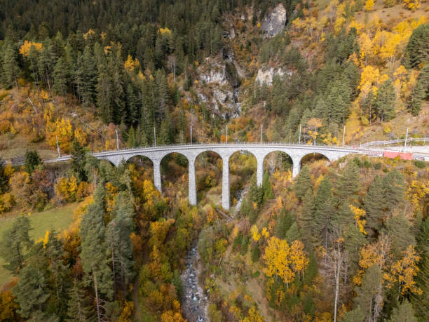 istock Historic Stone Viaduct in Autumn Forest Valley 2181883041