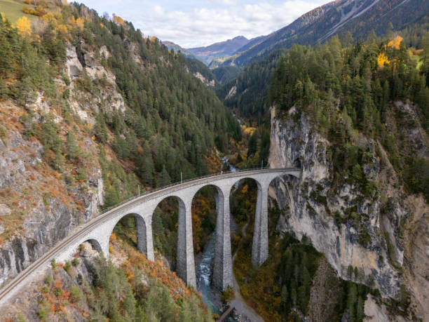 istock Scenic Viaduct Over Autumn Forest in Mountain Valley 2181883177