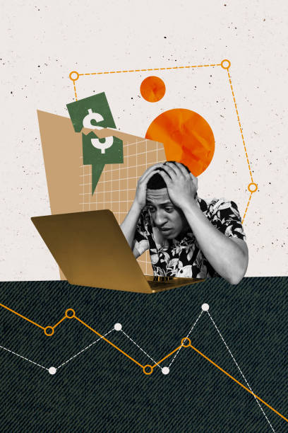 istock Vertical poster collage young man panic despair economy inflation currency devaluation bankruptcy crisis textbox laptop digital device 2181884446