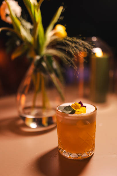 istock Refreshing Cocktail in a Stylish Glass on a Bar Table 2181888604