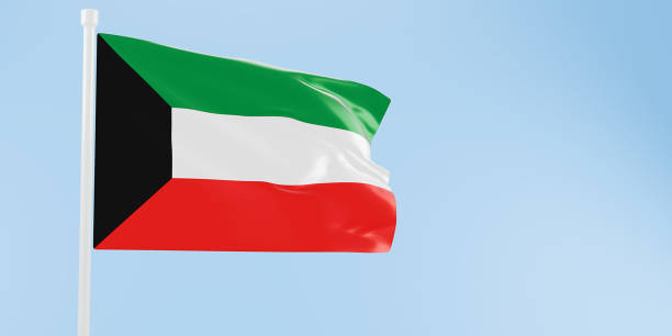 istock Kuwait flag of silk-3D illustration. 3d render. 2181891413