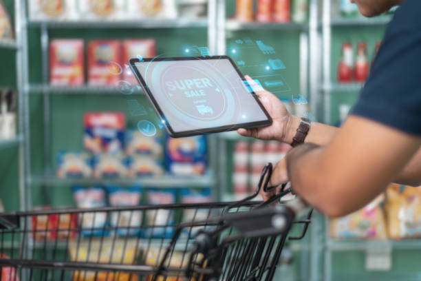 istock Digital Shopping with Tablet in Grocery Store 2181893228