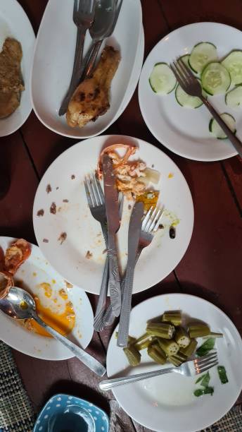 istock Empty plates after finishing the meal. 2181894801