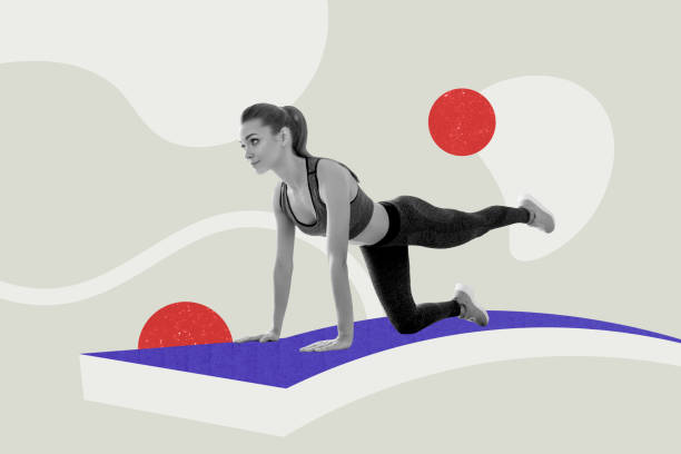istock Creative collage picture young attractive fit sportswoman intense training leg stretching practice bodycare drawing background 2181895439