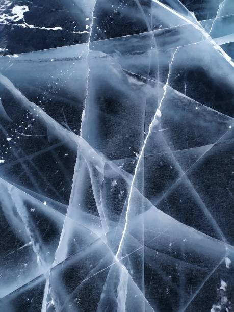 istock Ice texture on lake Baikal. Blue ice background. 2181900008