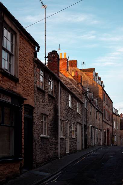 istock Historic stone buildings at sunset. 2181901657