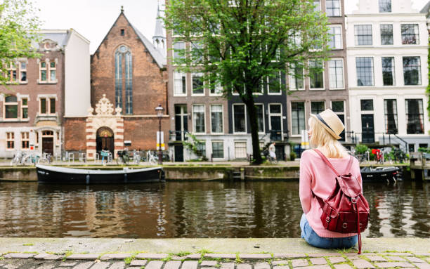 istock Young woman enjoying vacation in Amsterdam 2181902705