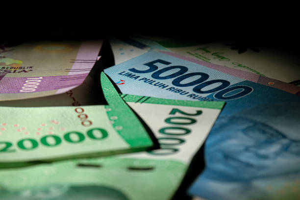 close up detail of rupiah banknote