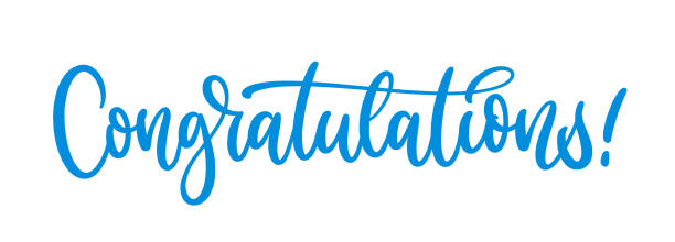 ilustrações de stock, clip art, desenhos animados e ícones de congratulations! handwritten calligraphy lettering design. vector modern brush text composition. - felicitar