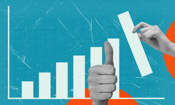 istock Modern art collage art with hand art and profit graph. 2181912528