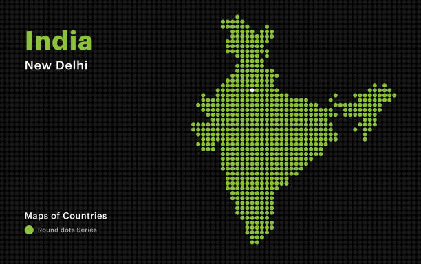 istock Creative Dotted Map of India with capital New Delhi. Round dots 2181917159