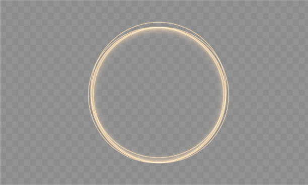 istock Light circle yellow swirl. Curved golden line light effect. Darkening of the moon. Flash vector semicircle and spark light effect. Podium, radial platform. 2181923977