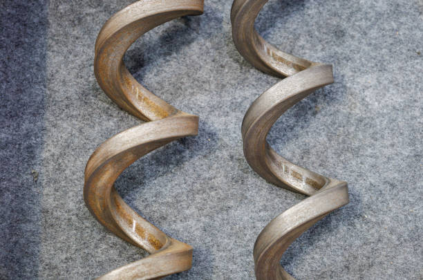 Spiral steel bar part close-up