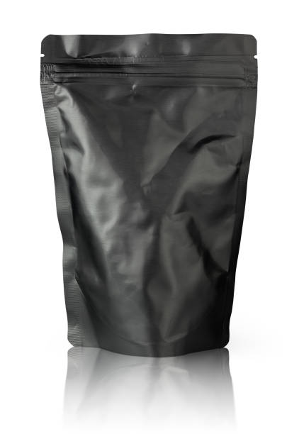 istock Blank black aluminum foil food packaging isolated on white background 2181930072
