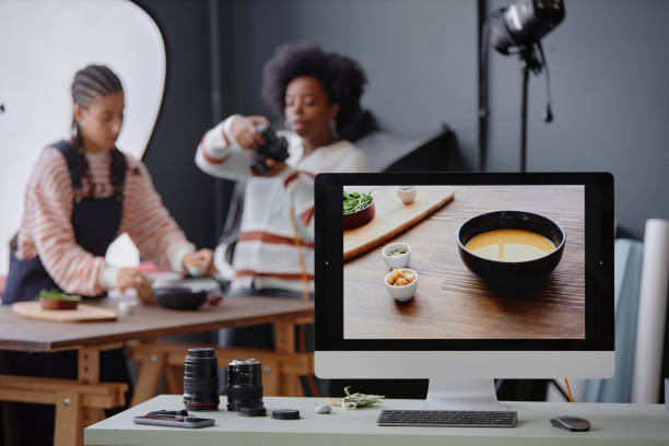 istock Computer with Food Photography Image on Screen 2181930234