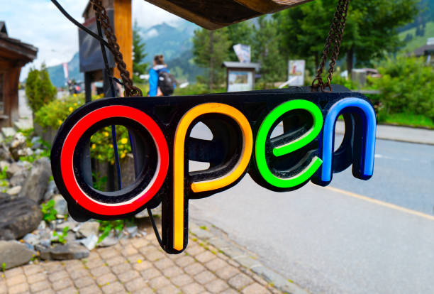 Closeup of colorful Open sign