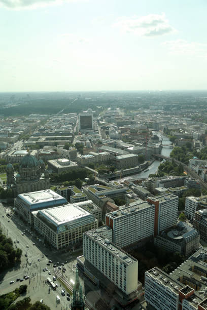 istock A panoramic view of Berlin's urban landscape featuring historic architecture and modern infrastructure under a clear sky at dusk 2181933922