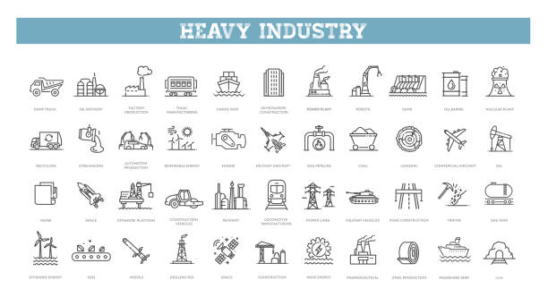 ilustrații de stoc cu icoane ale industriei grele. ilustrare vectorială - greu