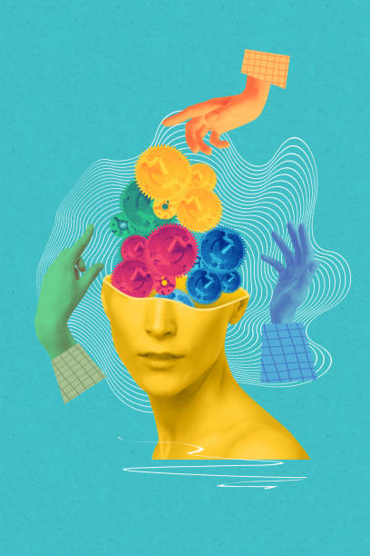 istock Contemporary art collage, design. Abstract hand near human head, working with mental issues. Psychiatrist. Concept of medical assistance, treatment, mental treatment 2181944411
