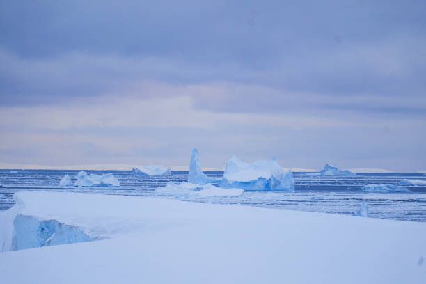Seascape and landscape in Antarctica. South Pole.