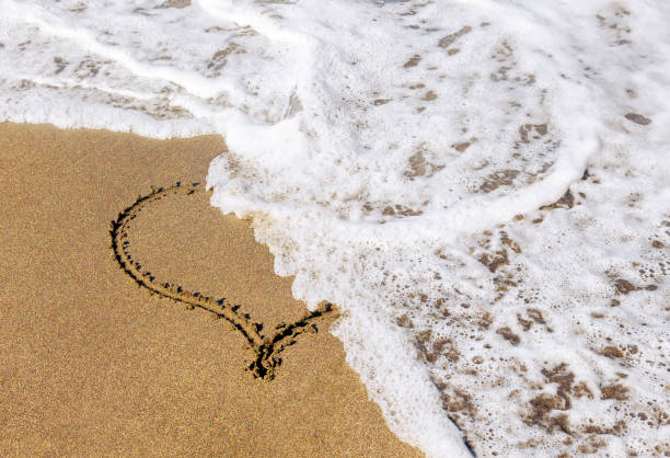 istock Heart shape on the sandy beach 2181950007